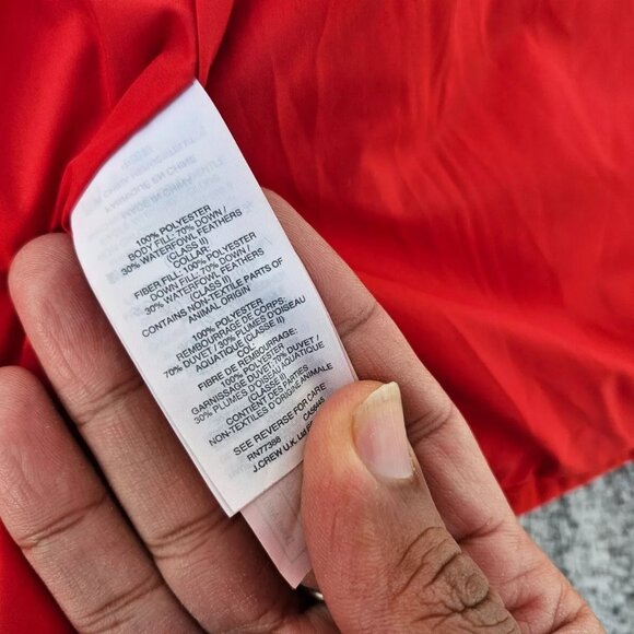 J. Crew Women Vest Red Quilted Down and Feather Puffer Zip Up Jacket Coat Size M - Picture 11 of 11